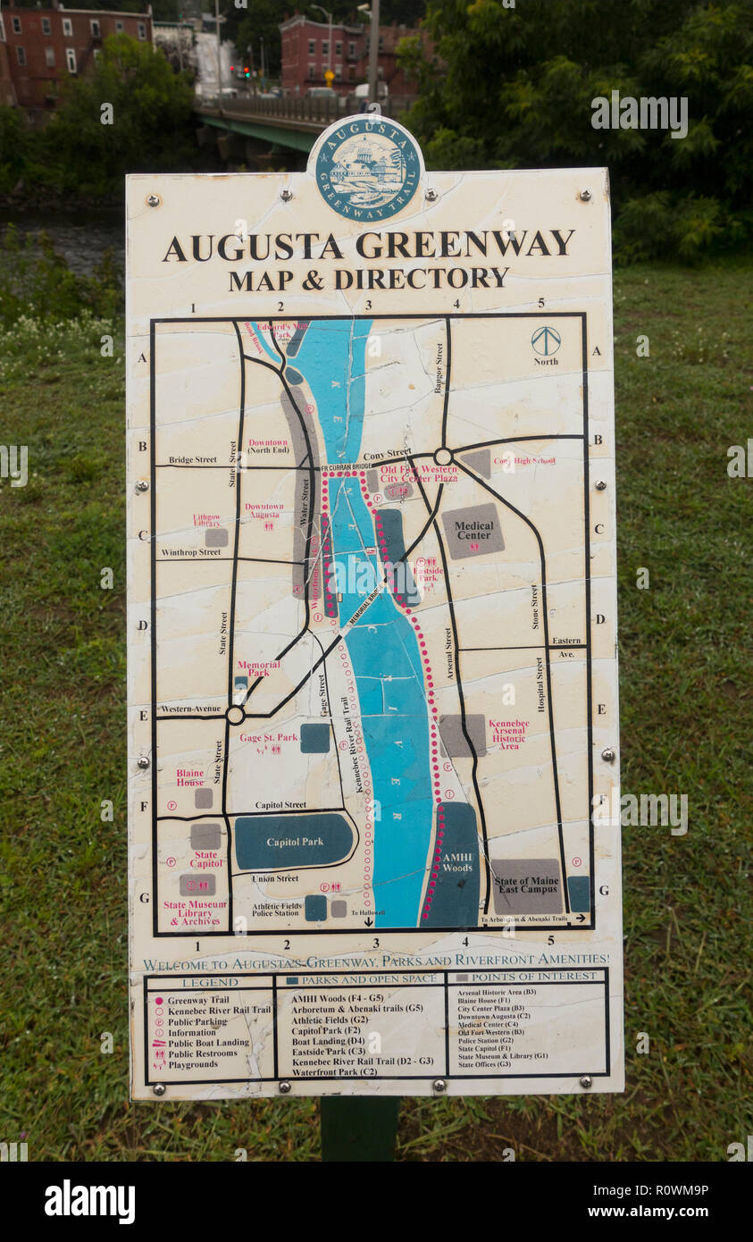 Augusta Maine greenway map Stock Photo Alamy