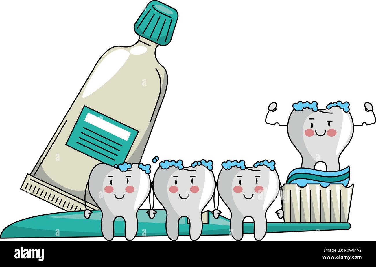 cartoon dental care teeth Stock Vector Image & Art - Alamy