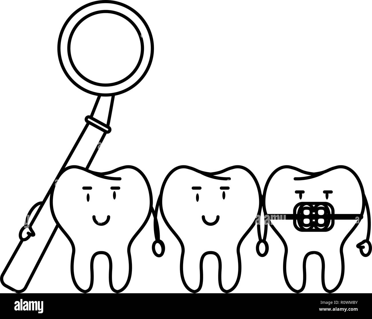 cartoon dental care teeth black and white Stock Vector Image & Art - Alamy