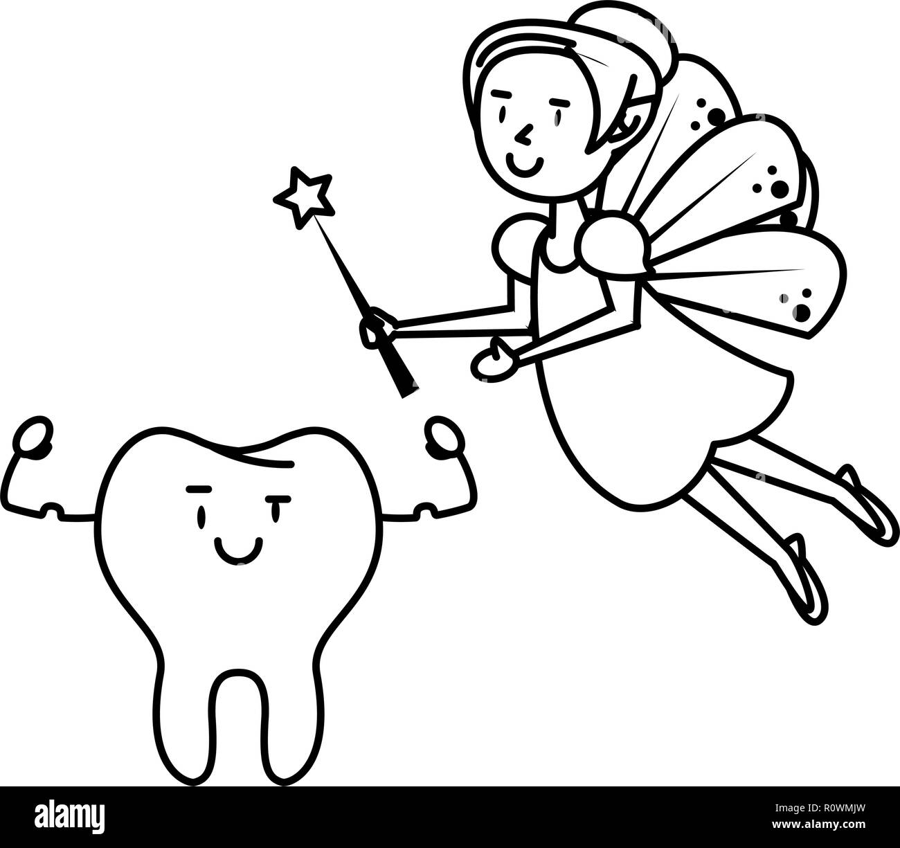 cartoon fairy dental care black and white Stock Vector Image & Art - Alamy