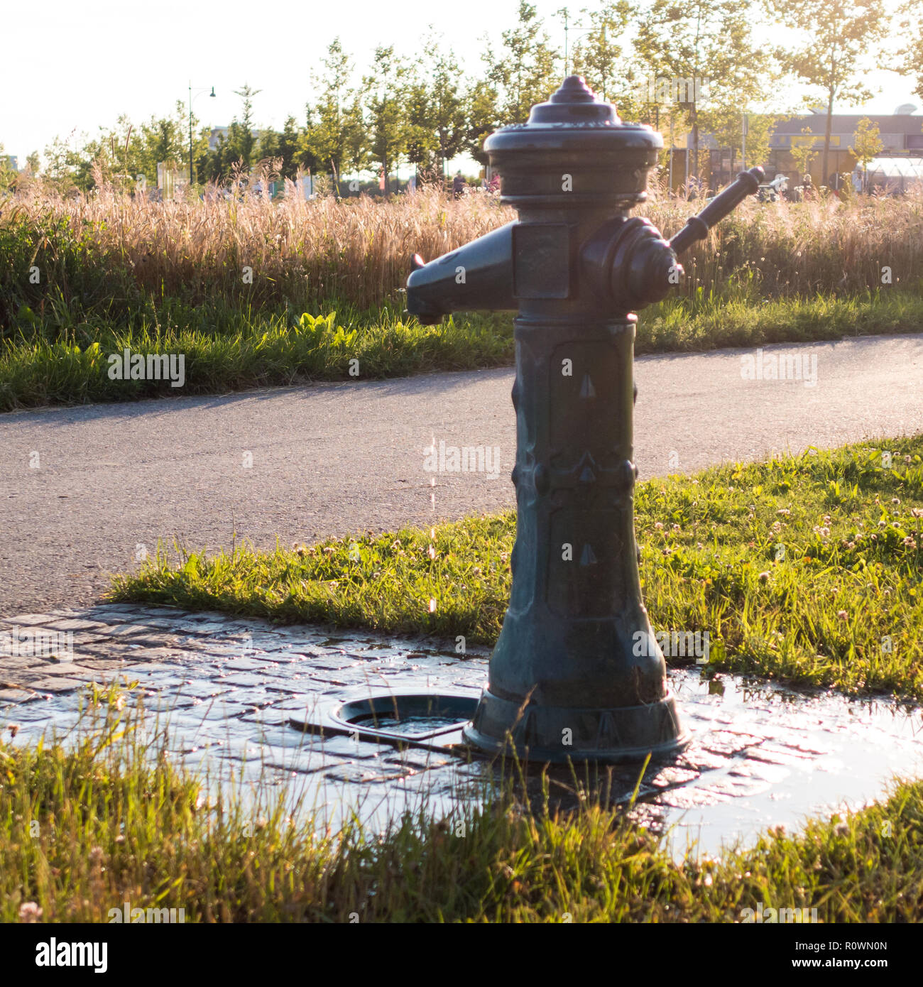 A drinking fountain, also called a water fountain or bubbler, it is