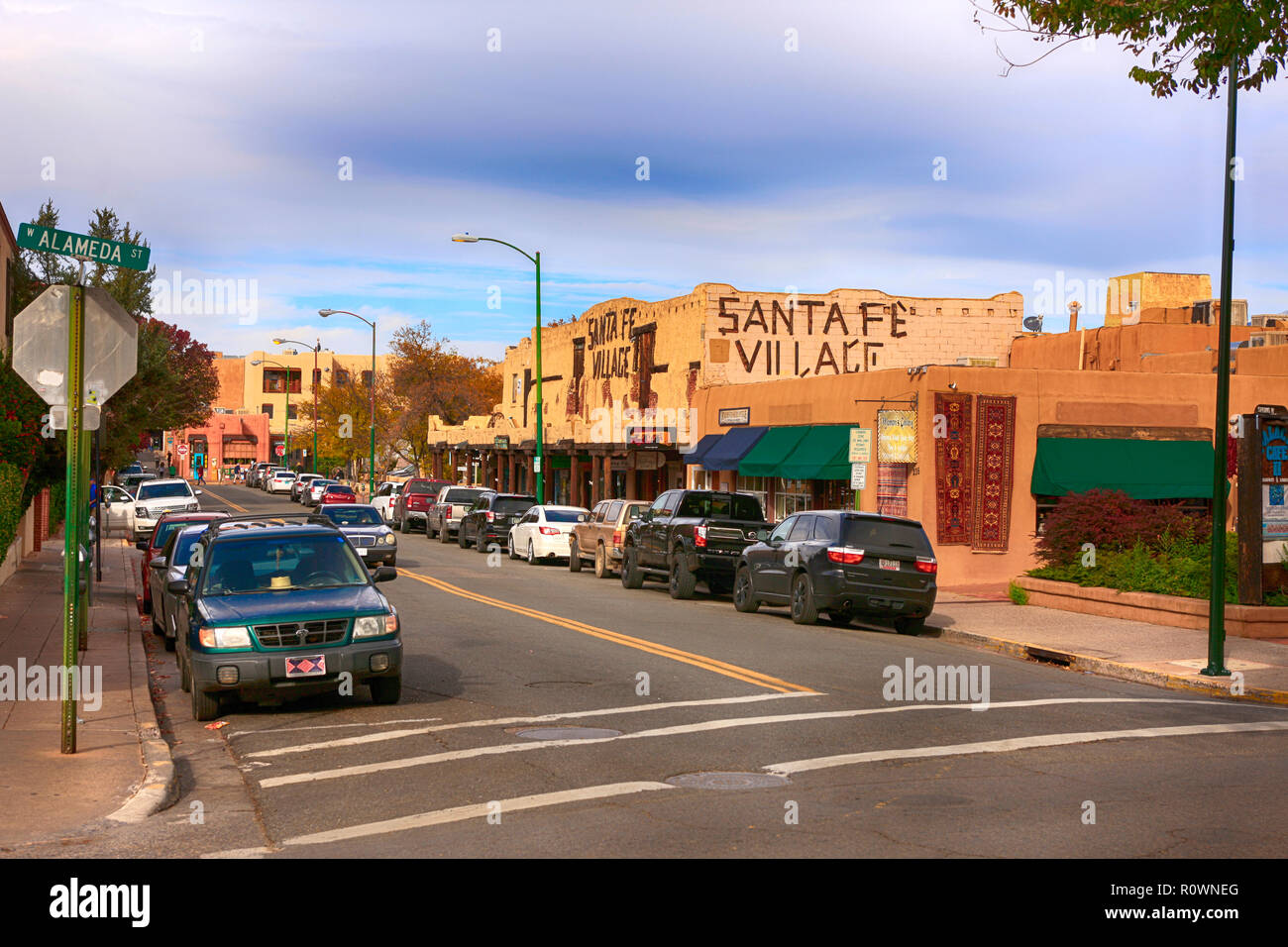 The Santa Fe Village district in downtown Santa Fe, New Mexico USA