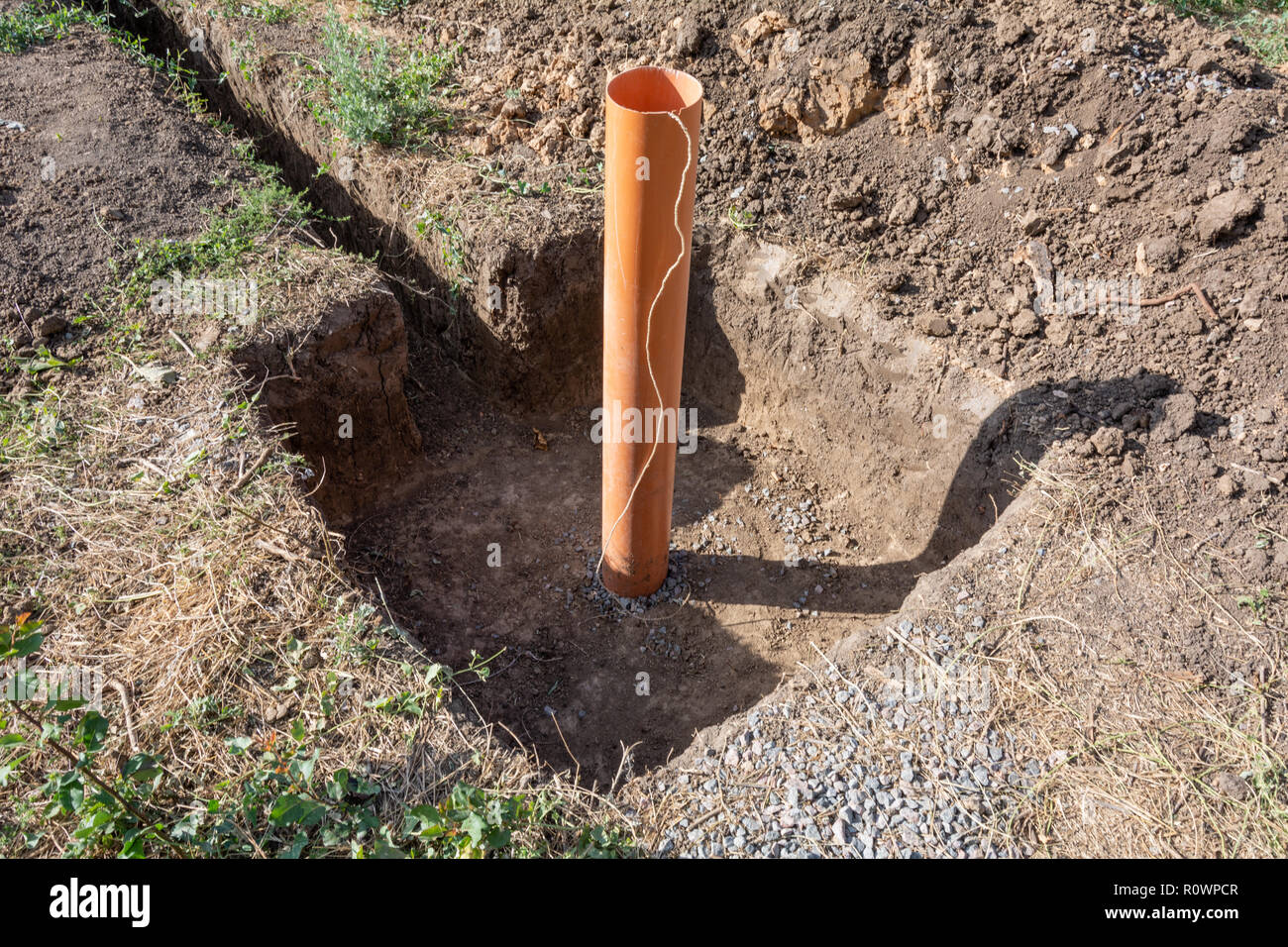 Ground water collection site for the village home. Pipe to connect the
