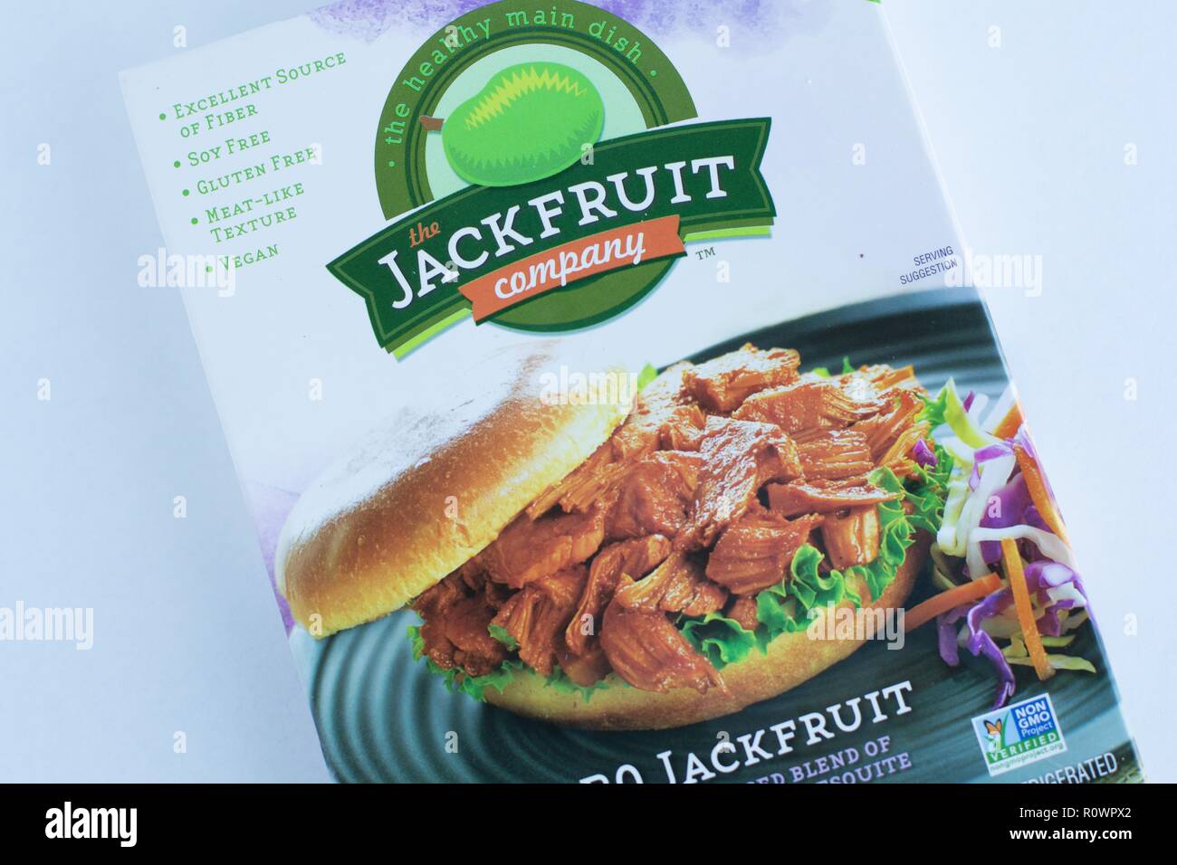 A box of ready to prepare jackfruit meat substitute Stock Photo Alamy
