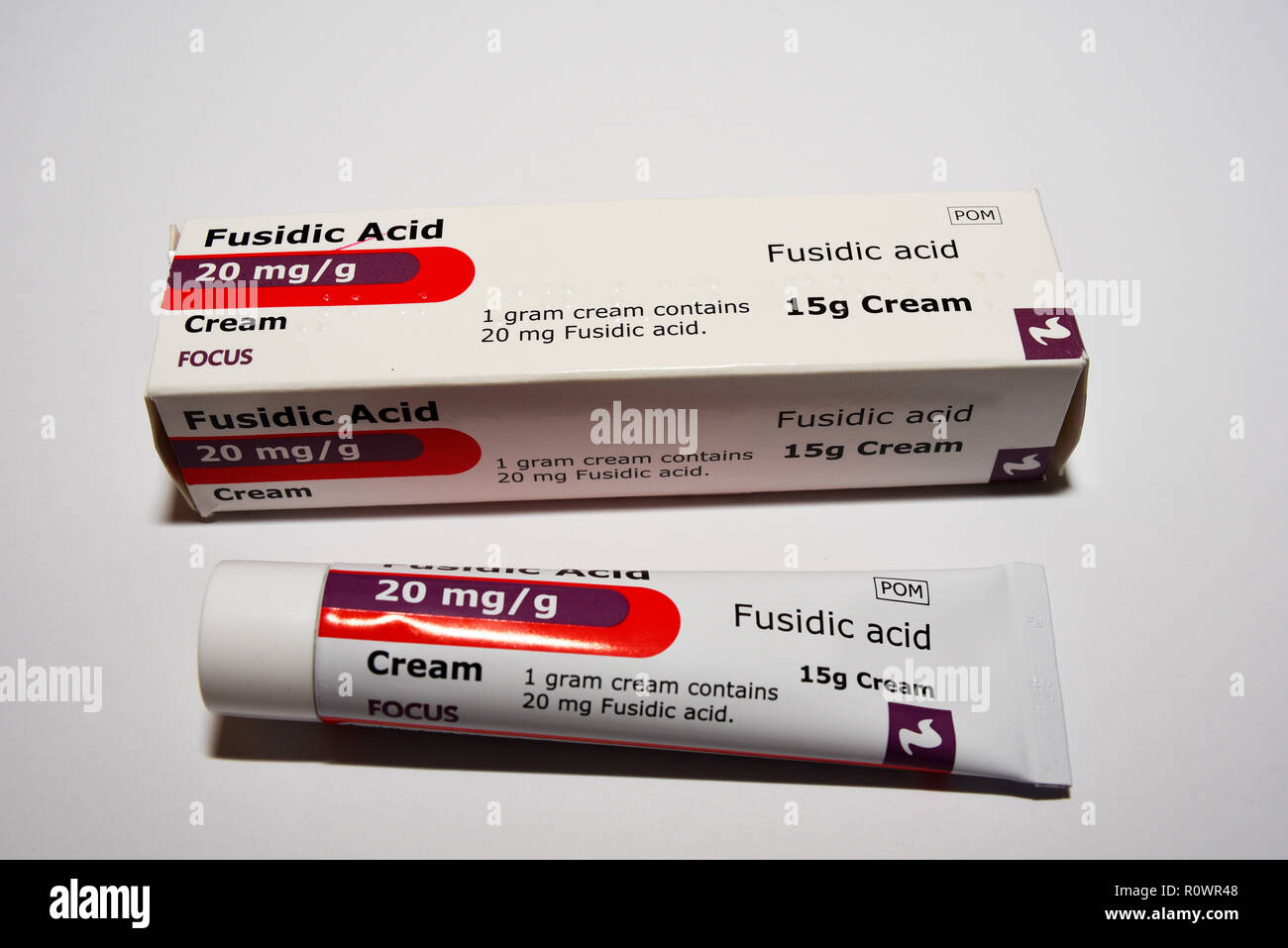 Fusidic Acid cream. Antibiotic medical treatment. Skin treatment. Manufactured by Basic Pharma Manufacturing, Netherlands, EU. Imported from EU Stock Photo