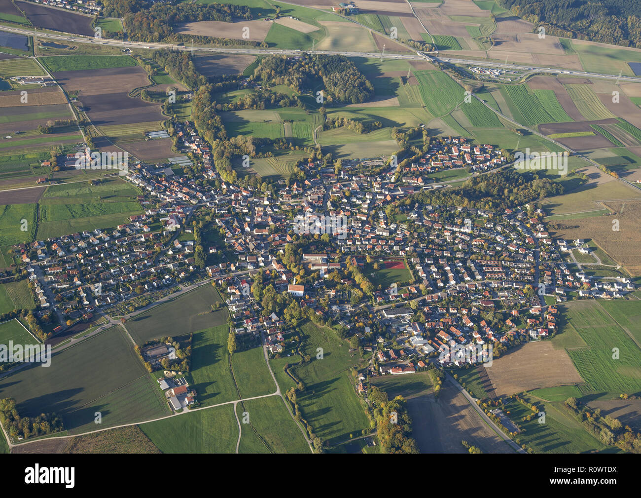 Luftaufnahme, Staetzling bei Augsburg, BRD Stock Photo