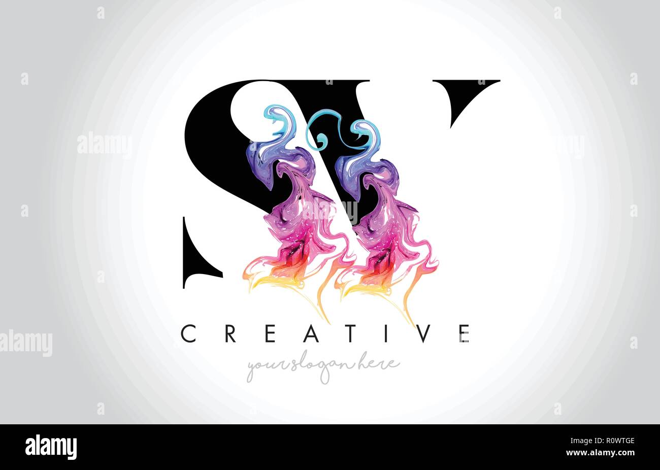 SV Vibrant Creative Leter Logo Design with Colorful Smoke Ink Flowing ...