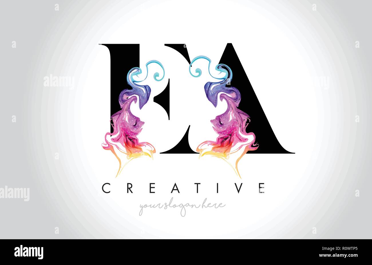 EA Vibrant Creative Leter Logo Design with Colorful Smoke Ink Flowing ...