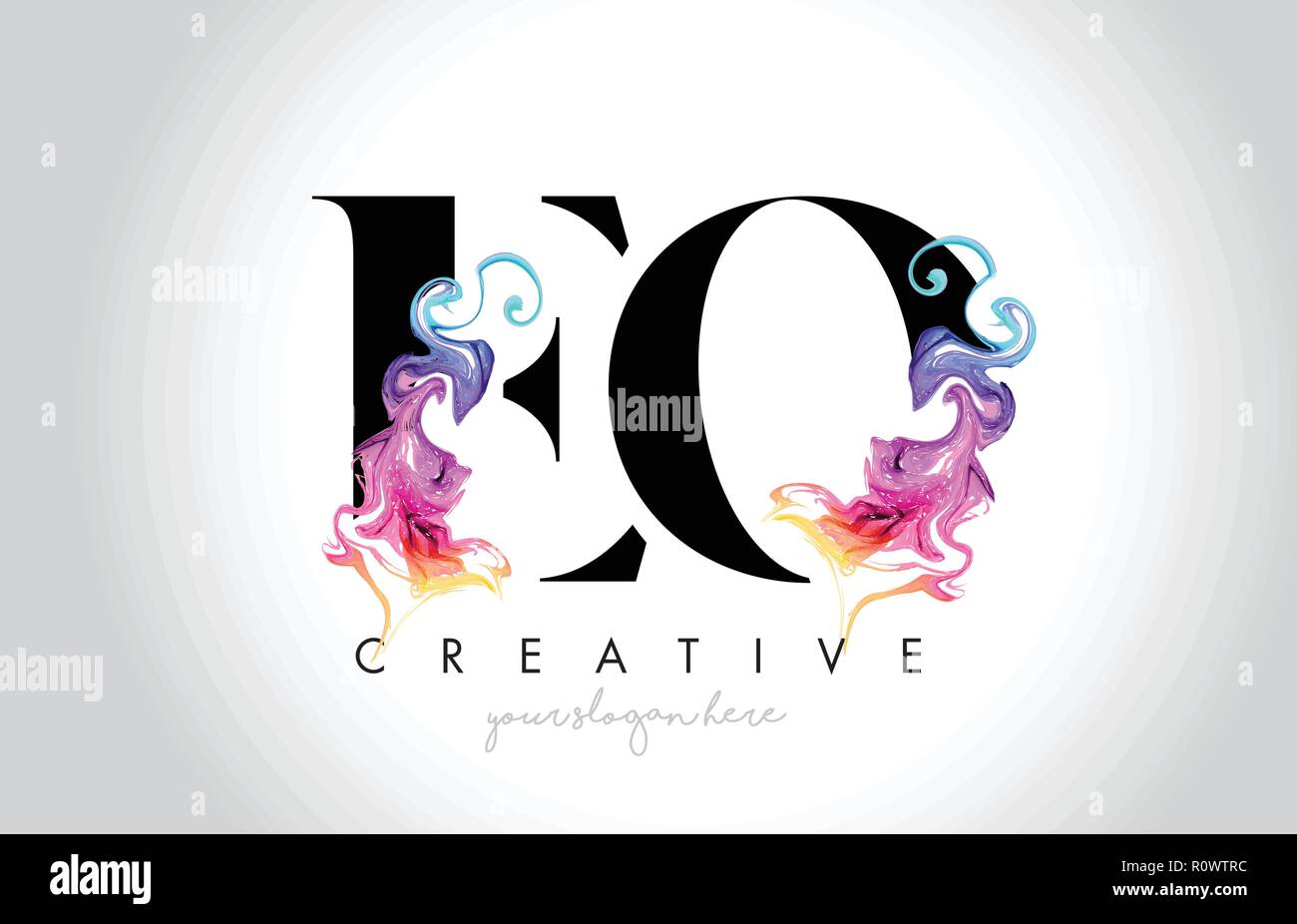 EO Vibrant Creative Leter Logo Design with Colorful Smoke Ink Flowing ...