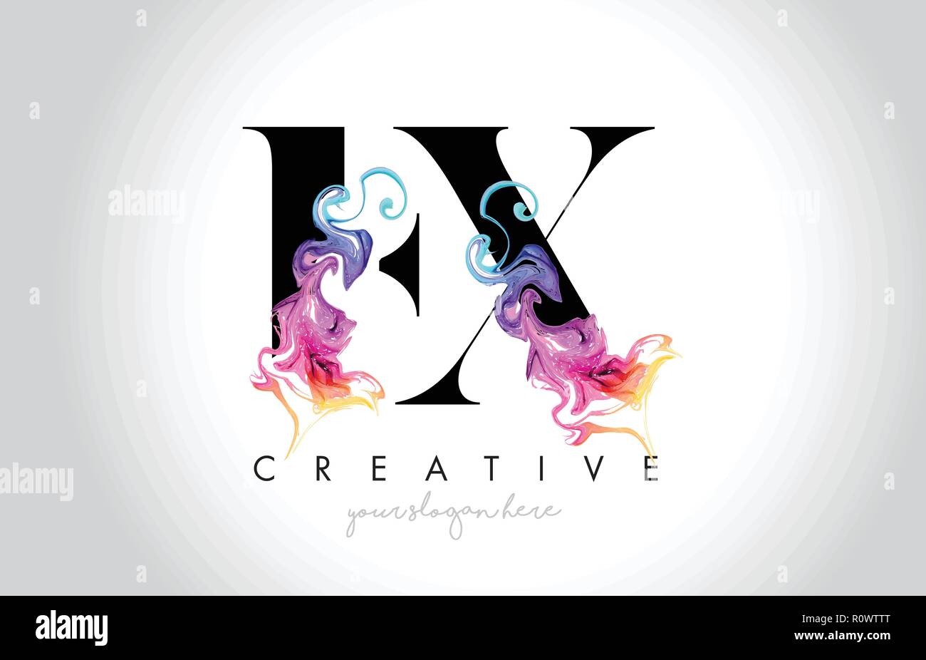 EX Vibrant Creative Leter Logo Design with Colorful Smoke Ink Flowing ...