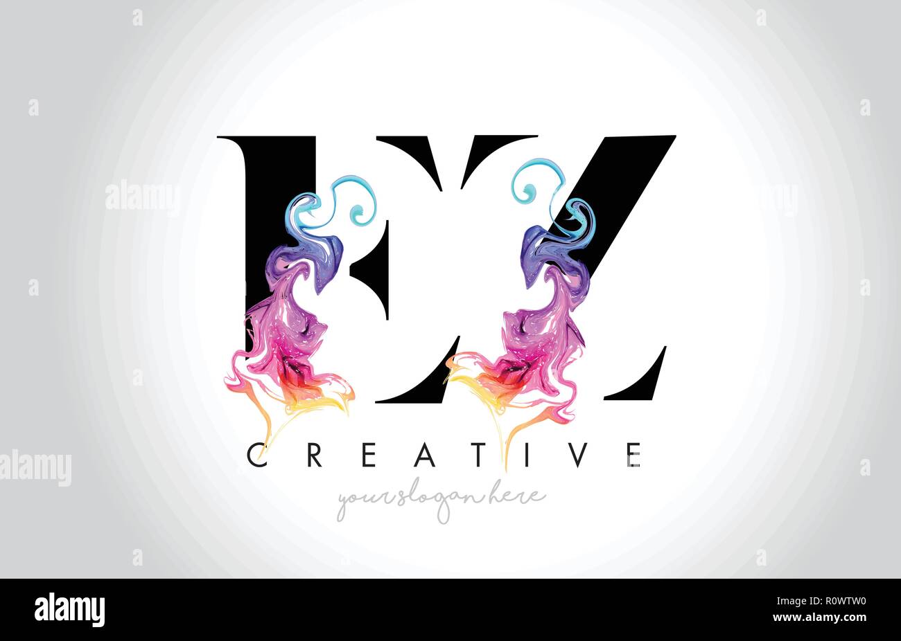 EZ Vibrant Creative Leter Logo Design with Colorful Smoke Ink Flowing ...