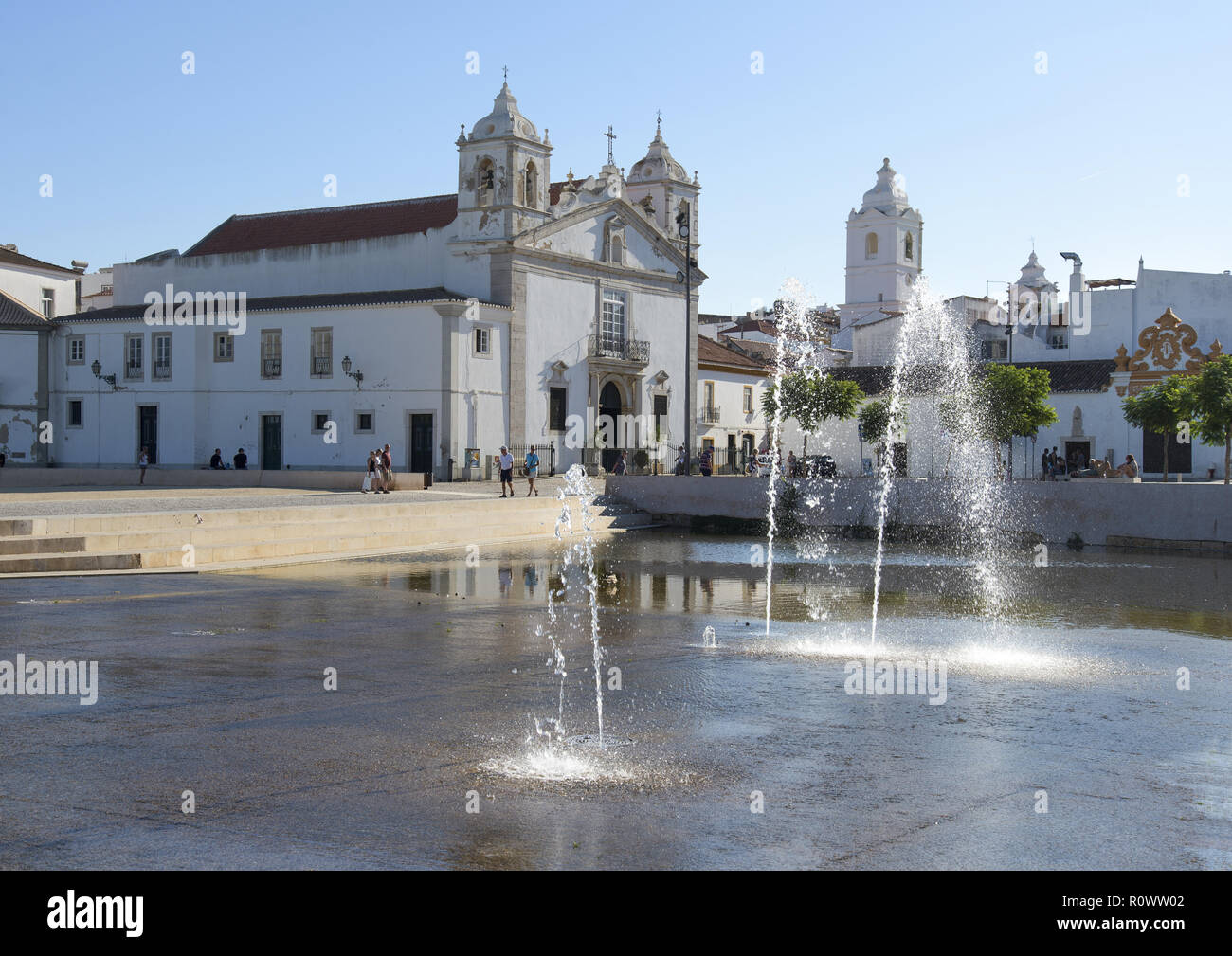 Altstadt mit Kirche Santa Maria, Lagos, Algarve, Portugal Stock Photo