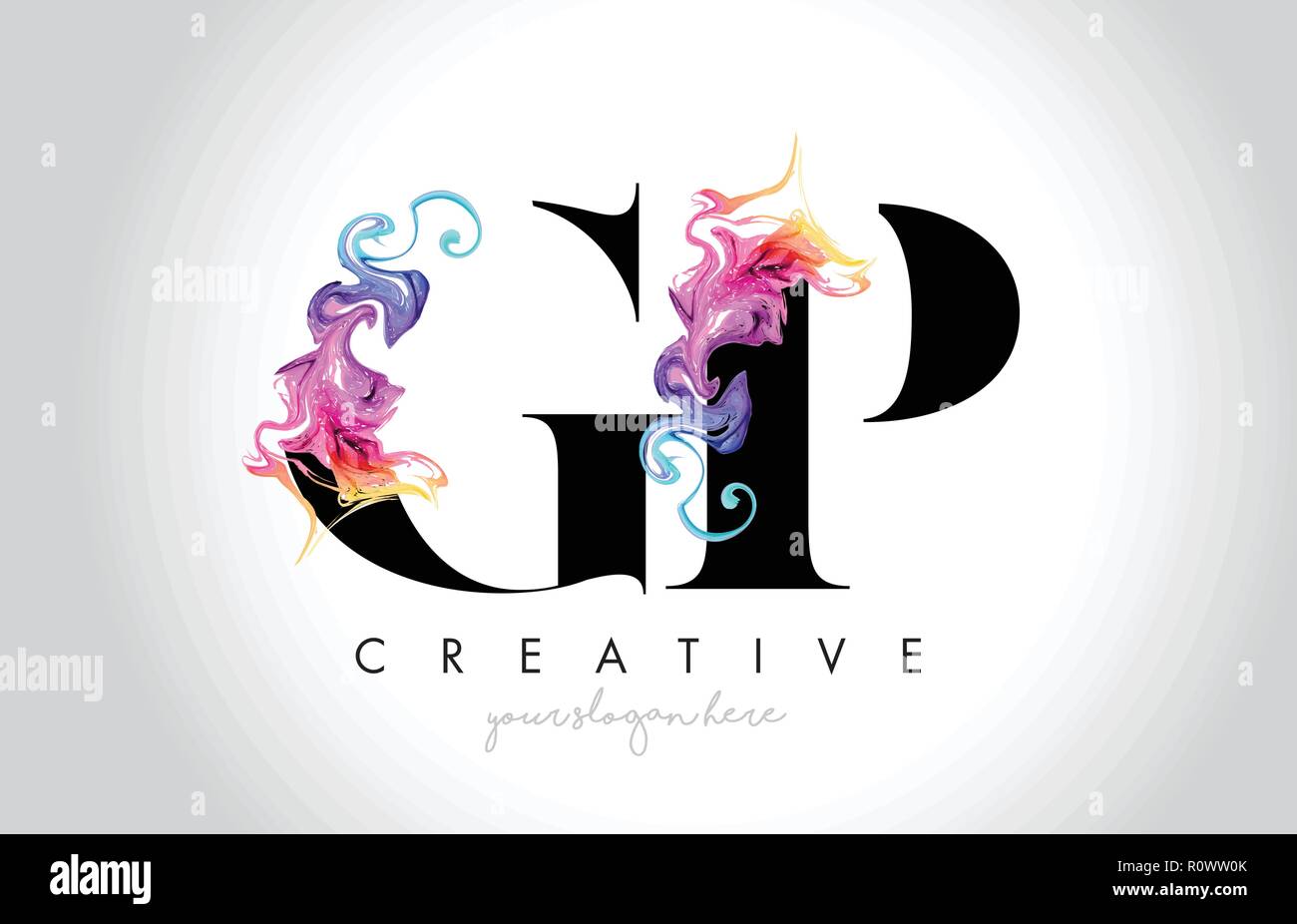 GP Vibrant Creative Leter Logo Design with Colorful Smoke Ink Flowing ...