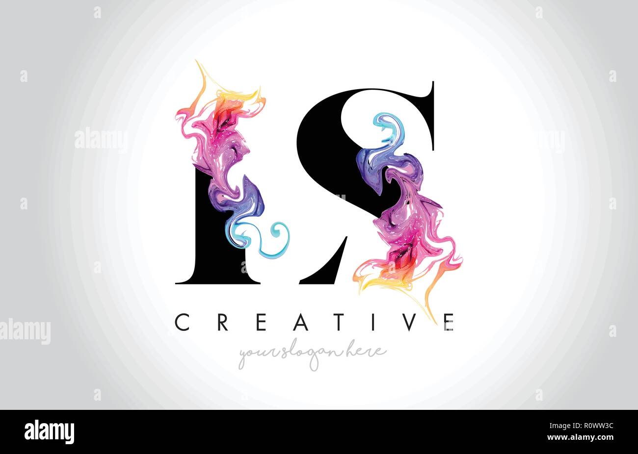 LS Vibrant Creative Leter Logo Design with Colorful Smoke Ink Flowing ...