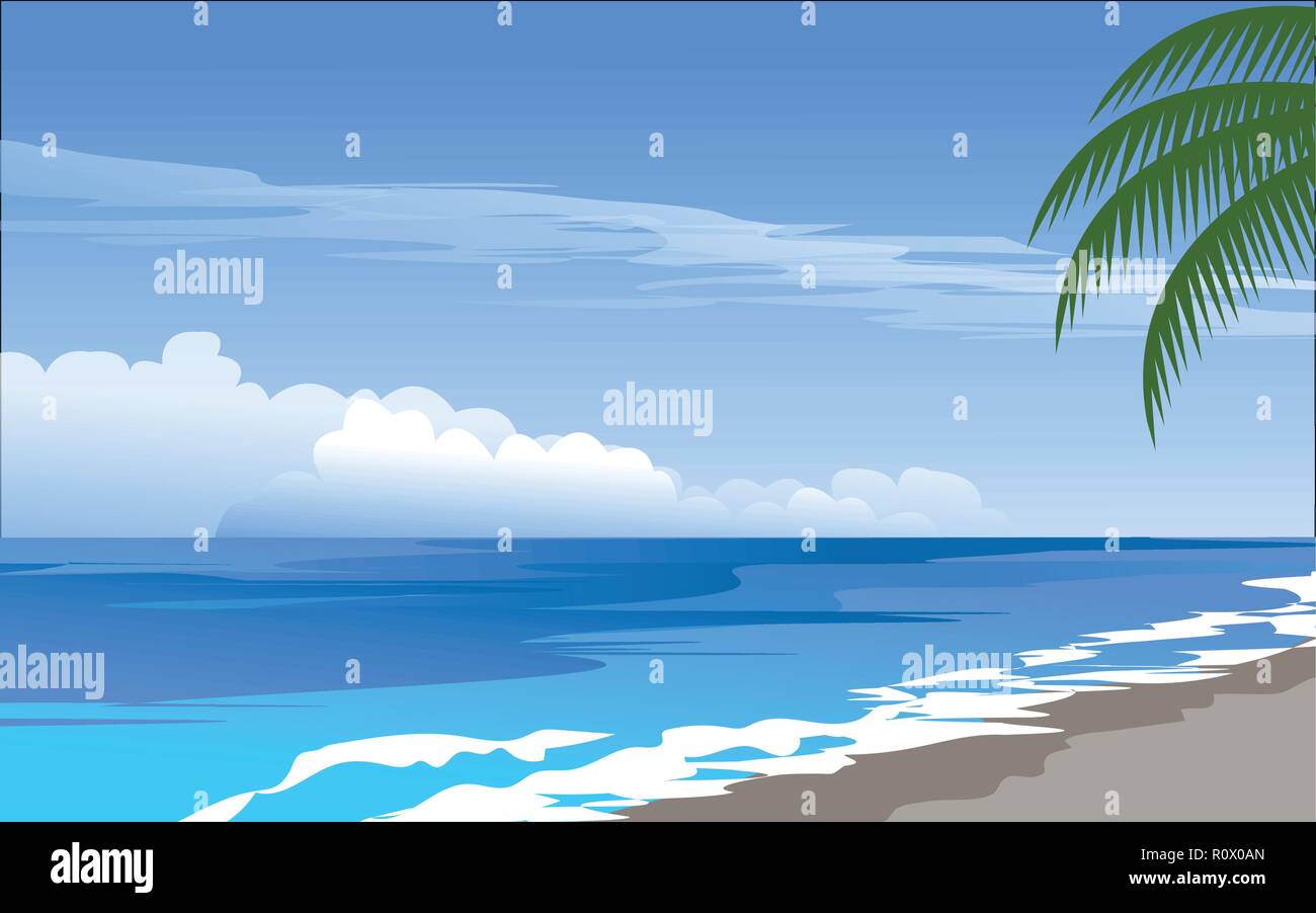 tropical beach during sunny day Stock Vector