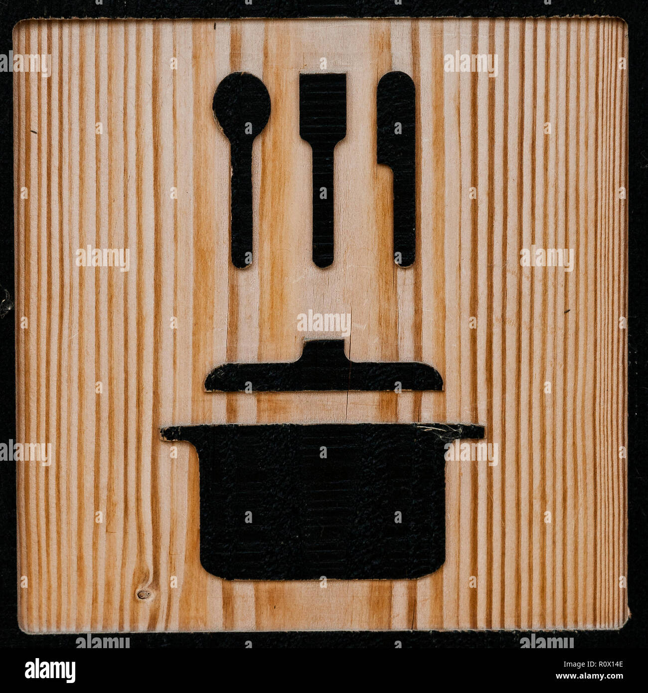 icon of cooking made in wood, indicate were the restaurant is Stock ...
