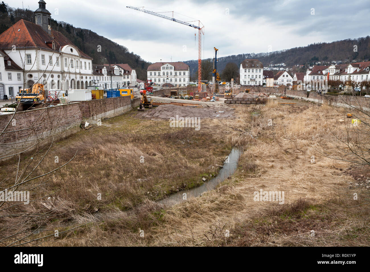Bad Karlshafen, construction site in 2018, Upper Weser Valley,  Weser Uplands, Weserbergland, Hesse, Germany, Europe Stock Photo
