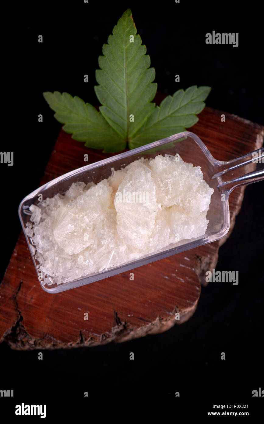 Macro detail of Cannabidiol crystal aka CBD, a pure isolated medical ...
