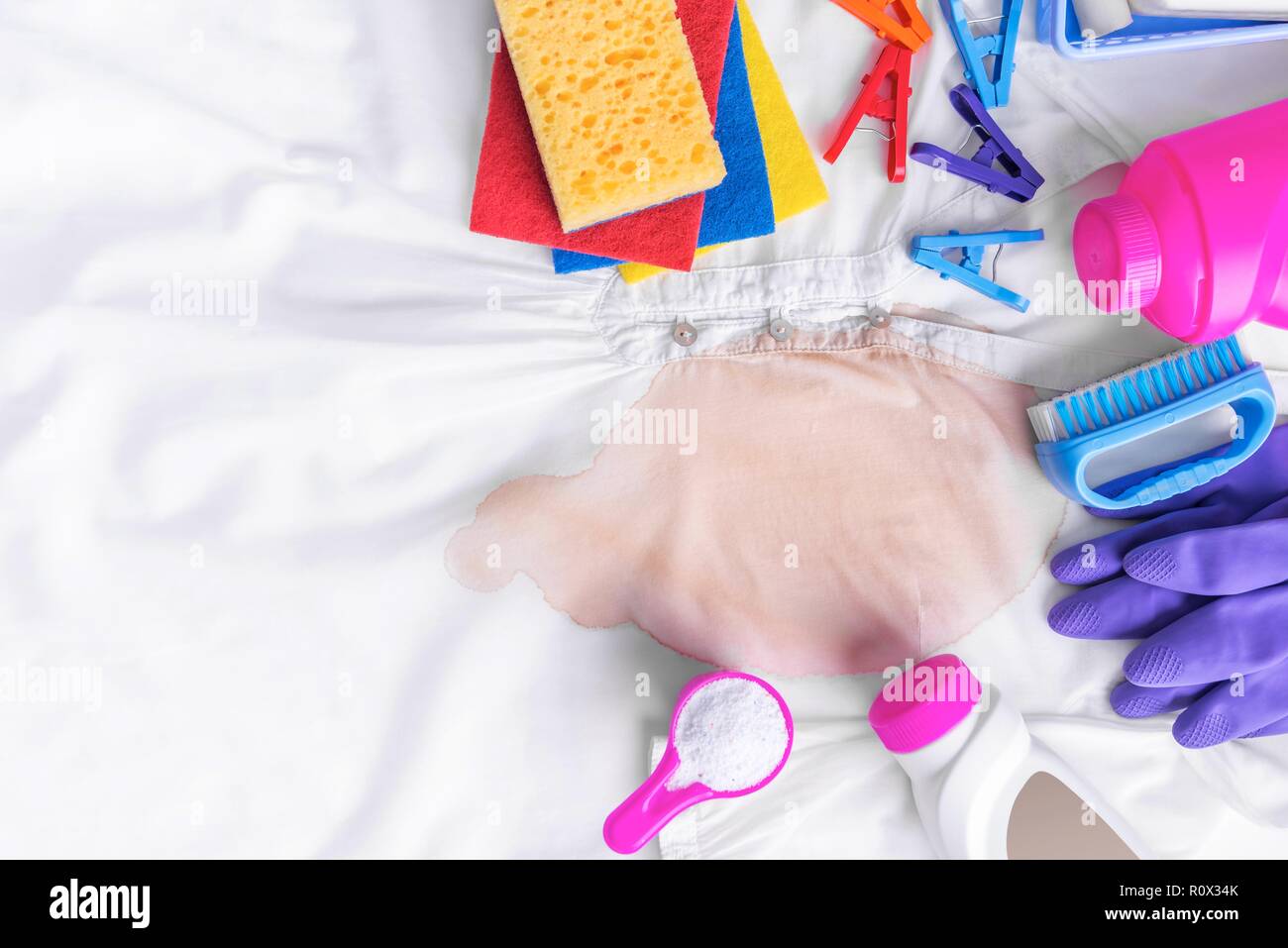Stains on clothing and laundry detergent and cleaning Stock Photo Alamy