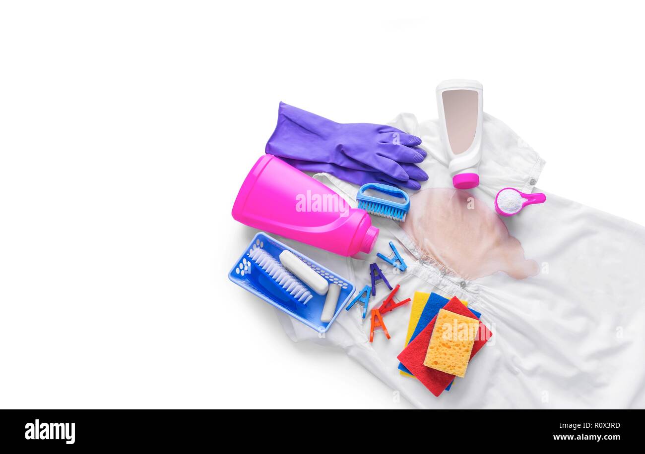 Stains on clothing and laundry detergent and cleaning Stock Photo Alamy