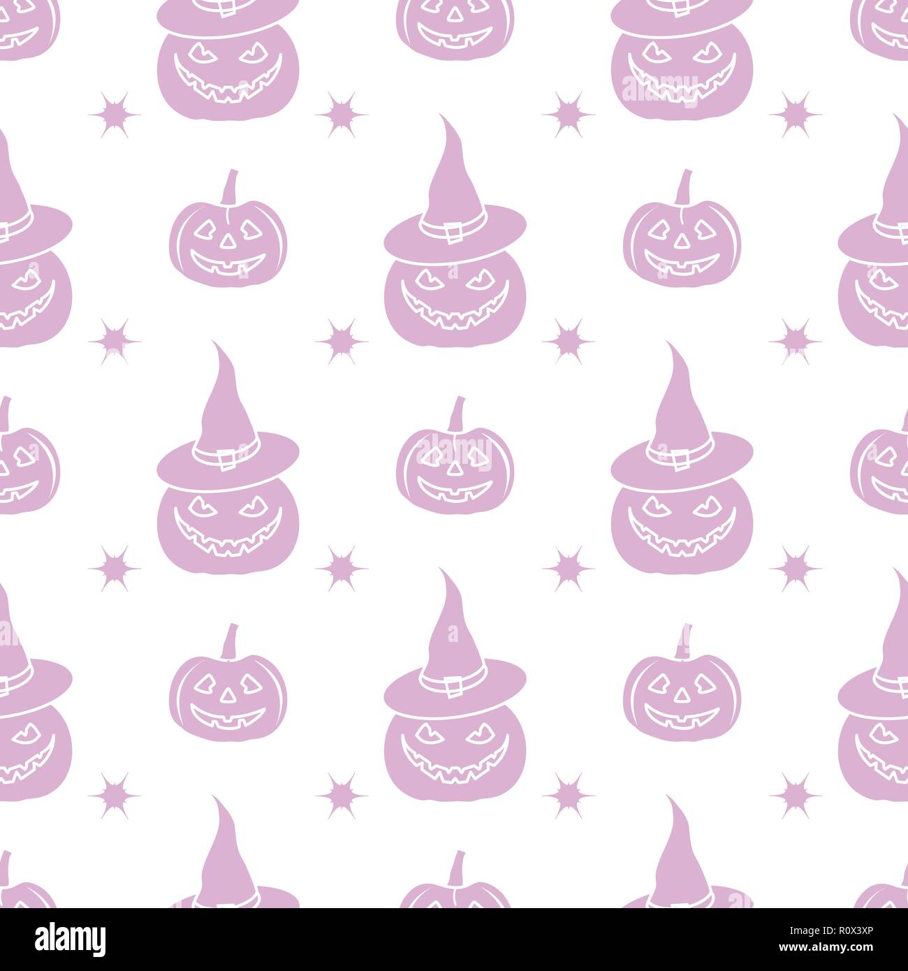 Halloween 2019 vector seamless pattern with pumpkins, witch hat. Design ...
