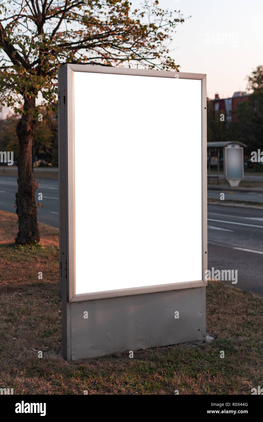 Blank outdoor advertising billboard on the street as mock up copy space Stock Photo
