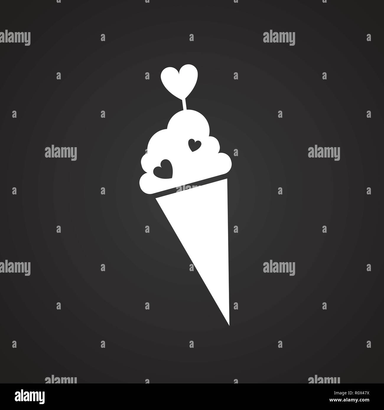 Ice cream with heart on black background Stock Vector