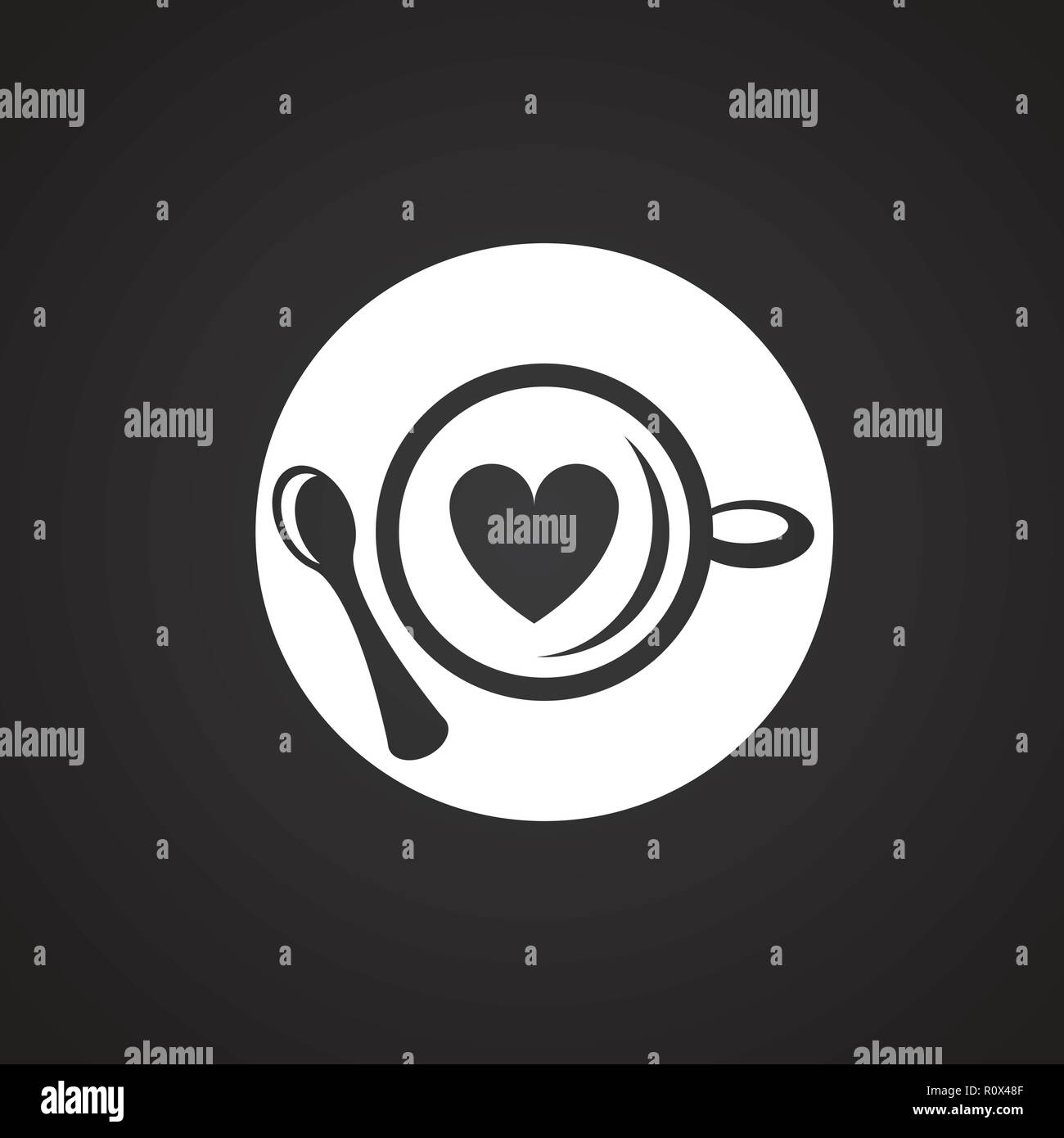 Cappucino with heart on black background Stock Vector