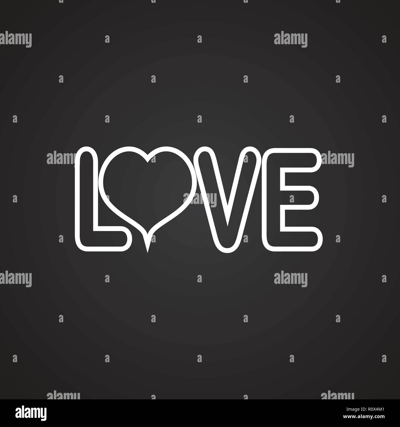 Love sign thin line on black background Stock Vector