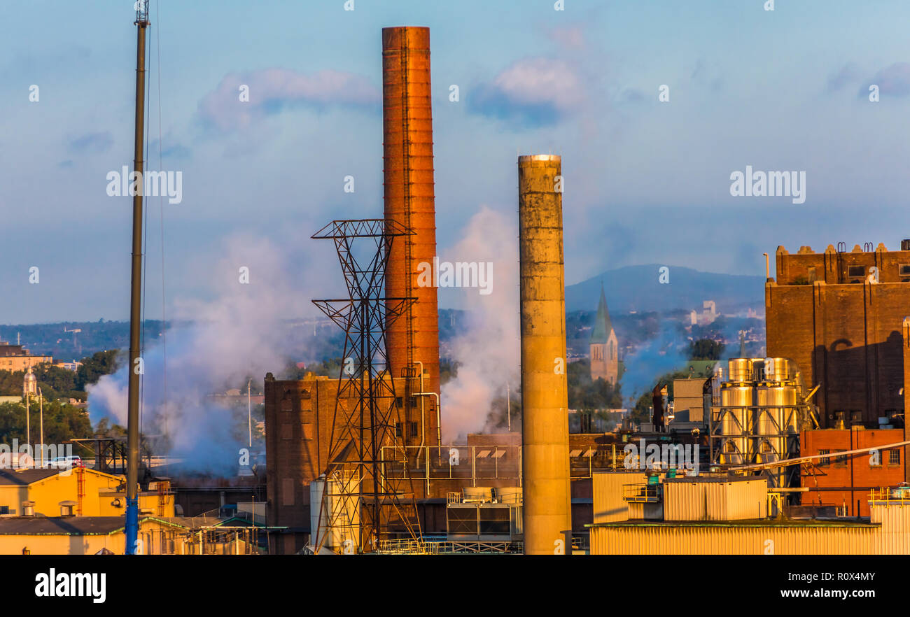 An Industrial Paper Mill on the coast of Quebec City, Quebec, Canada