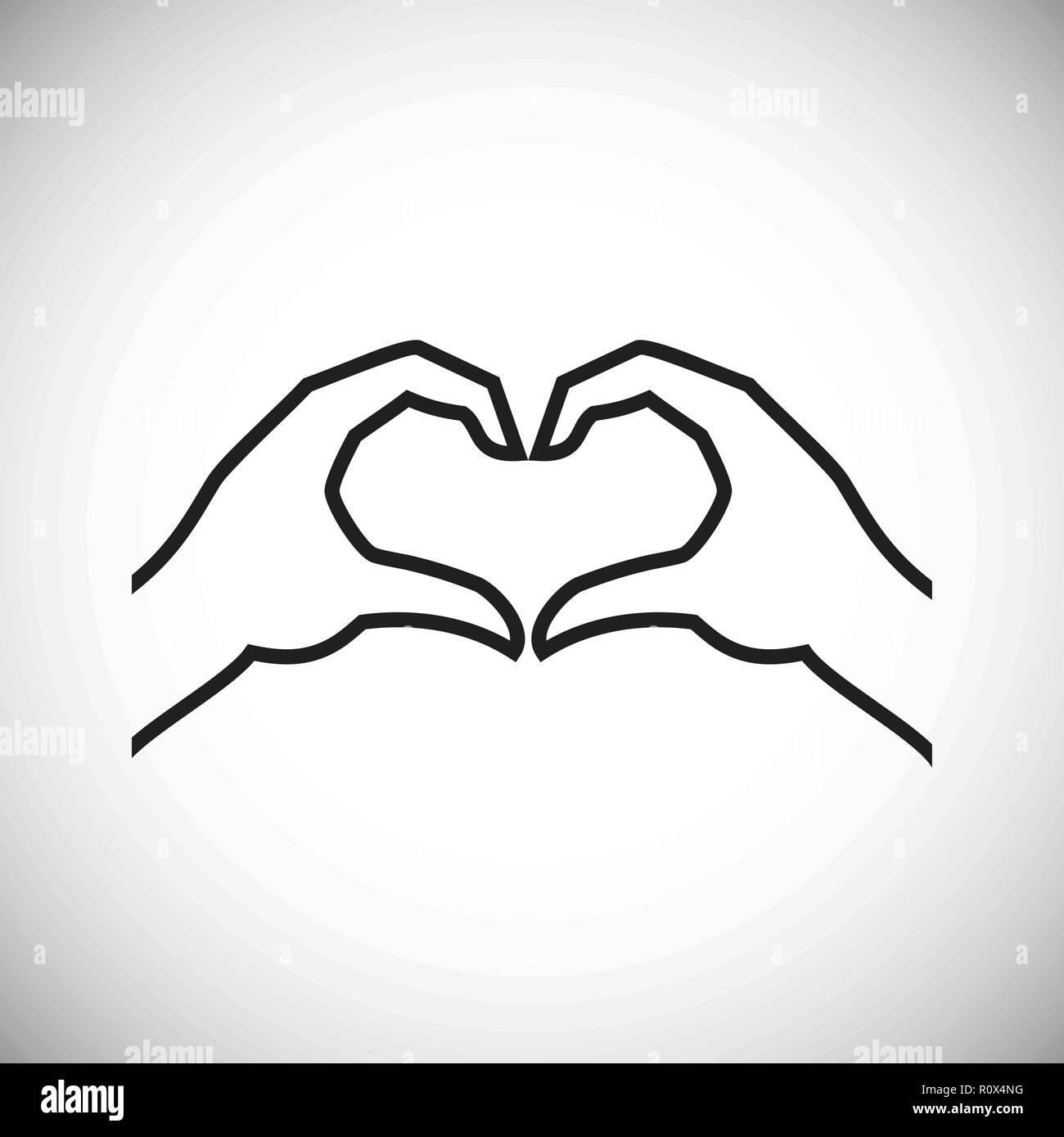 Hands heart gesture thin line on white background Stock Vector
