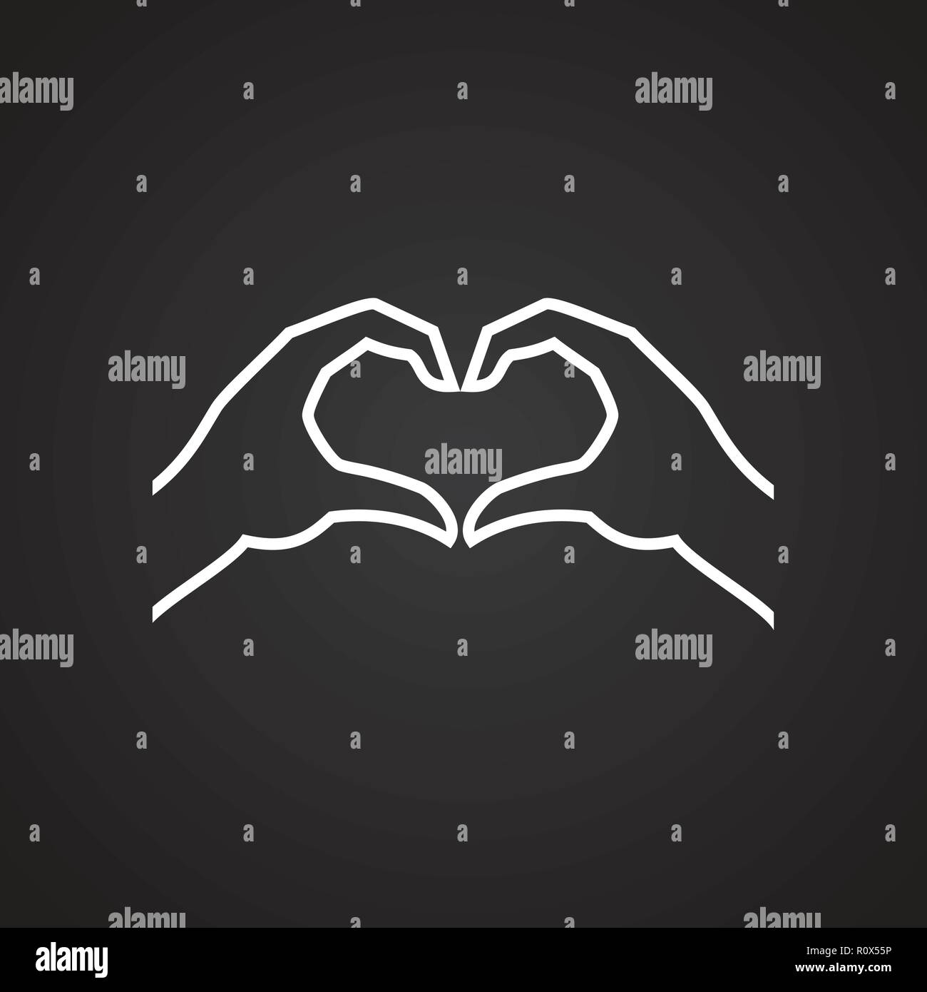 Hands heart gesture thin line on black background Stock Vector