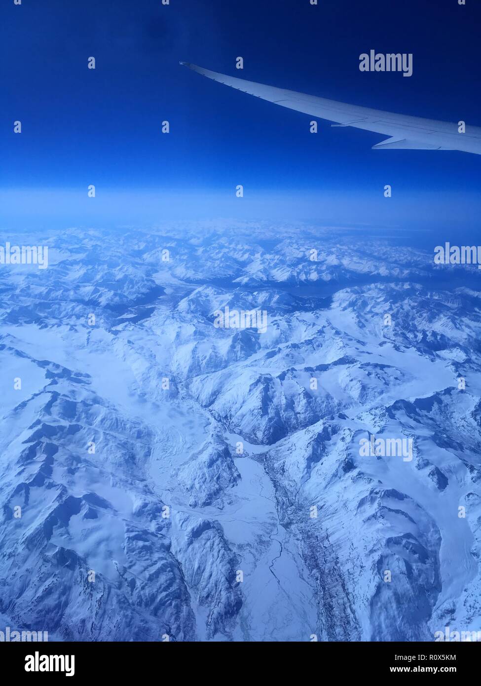 View from Airplane over Anchorage, Alaska, USA Stock Photo