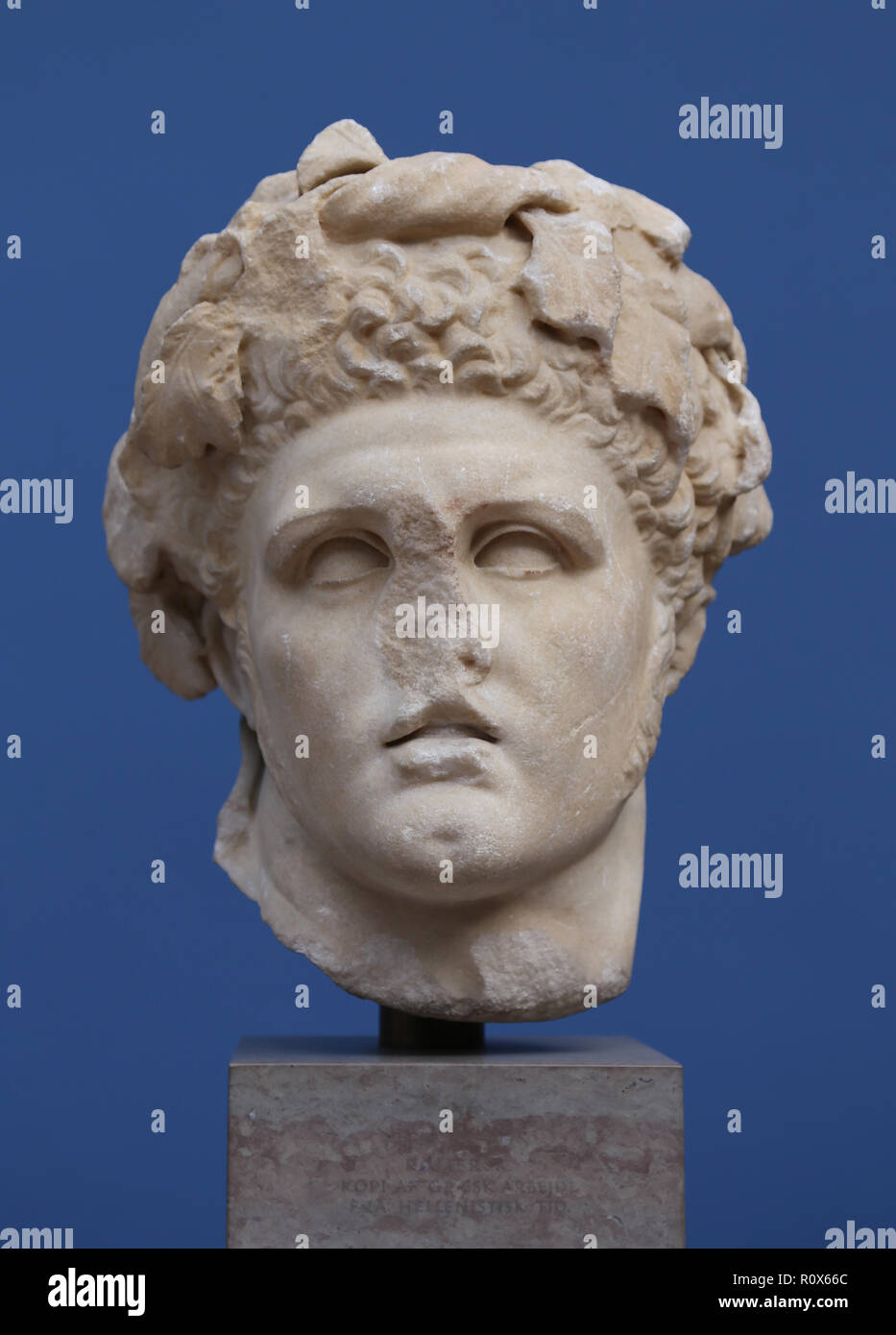 Head of Herakles, hero of Greek mythology. 1st century AD. Sculpted in marble. Stock Photo