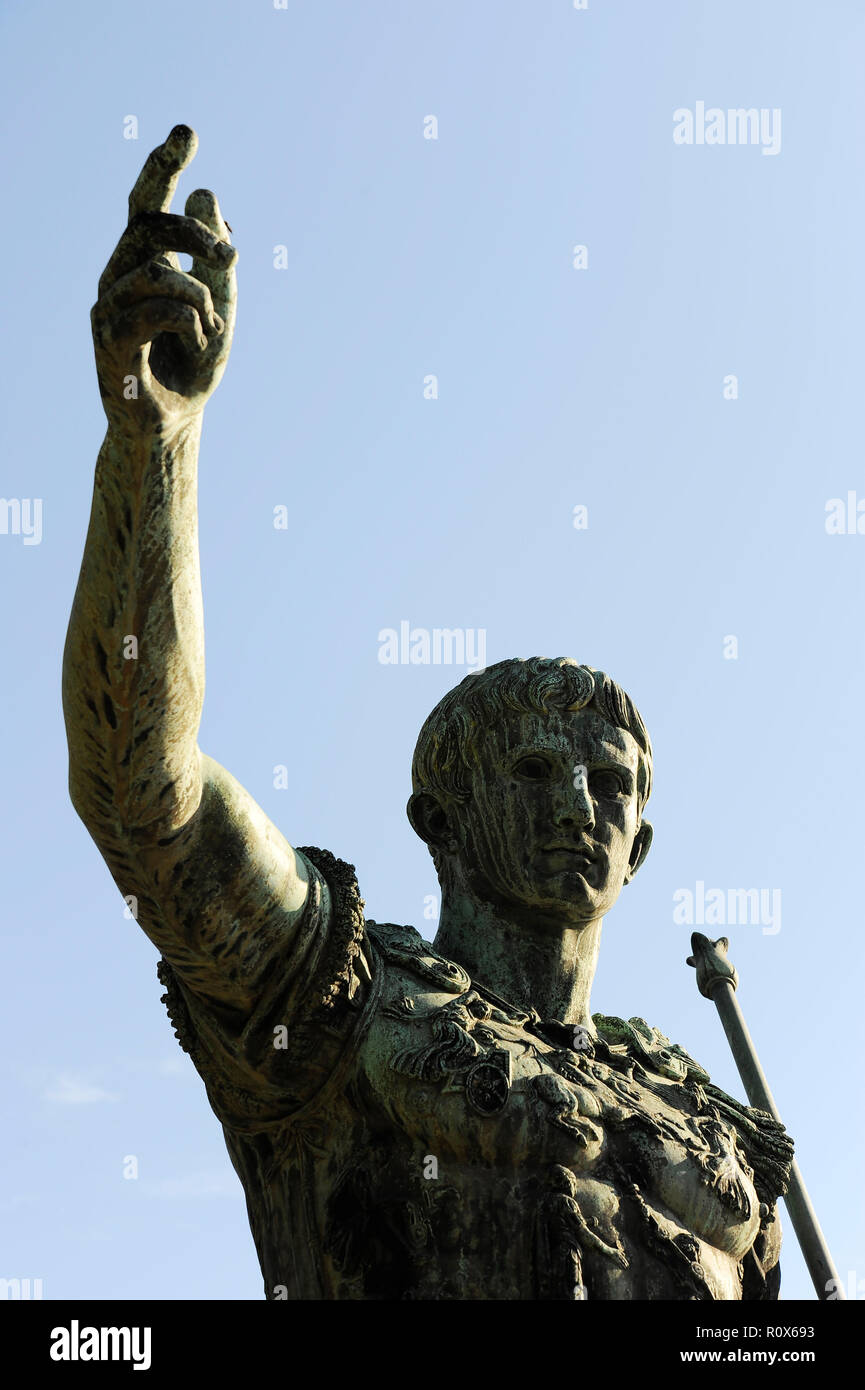 Statue of the Emperor Trajan in Fori Imperiali street, Rome, Italy