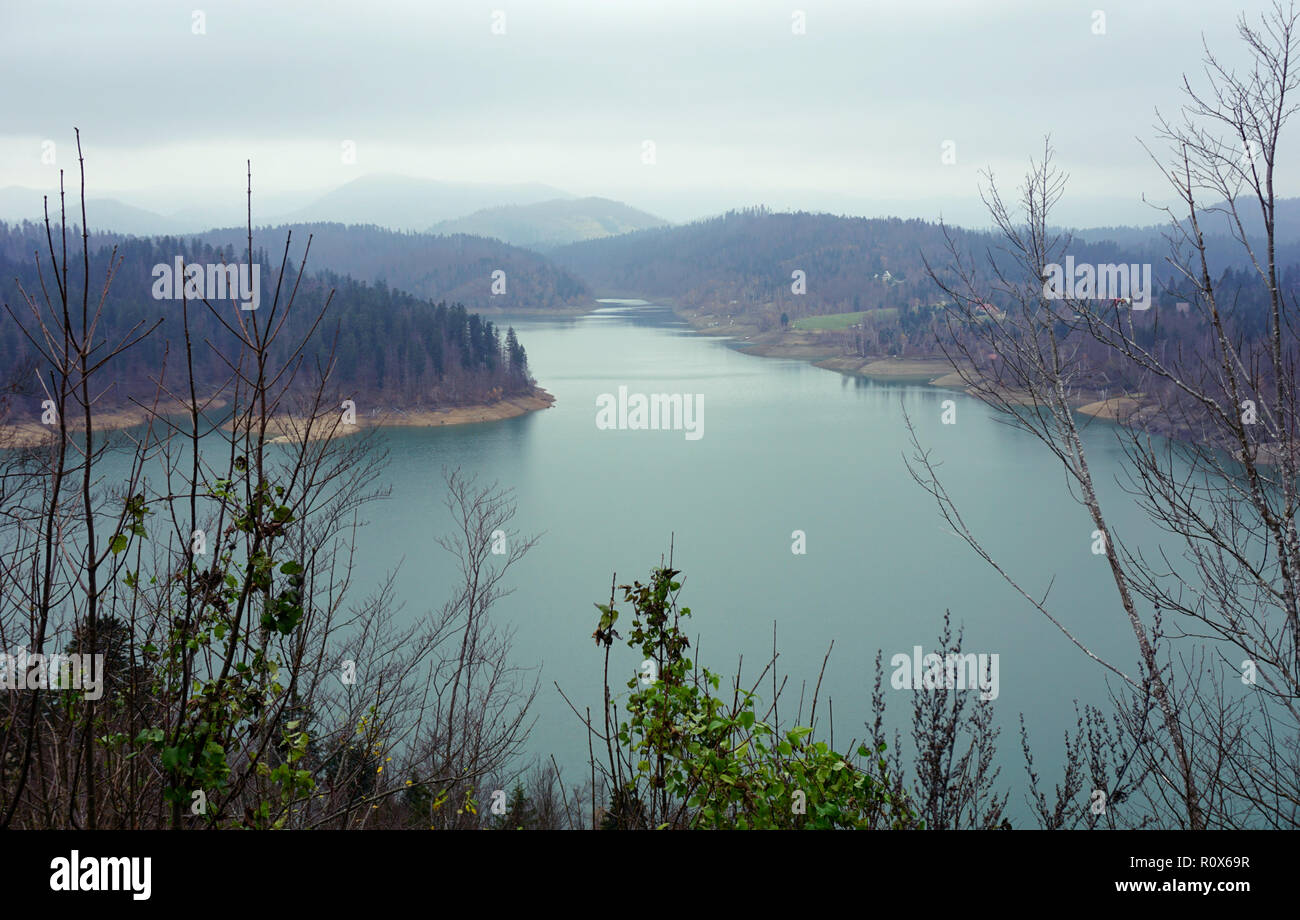 Lake Lokve in Croatia on a cloudy autumn day, scenic view Stock Photo