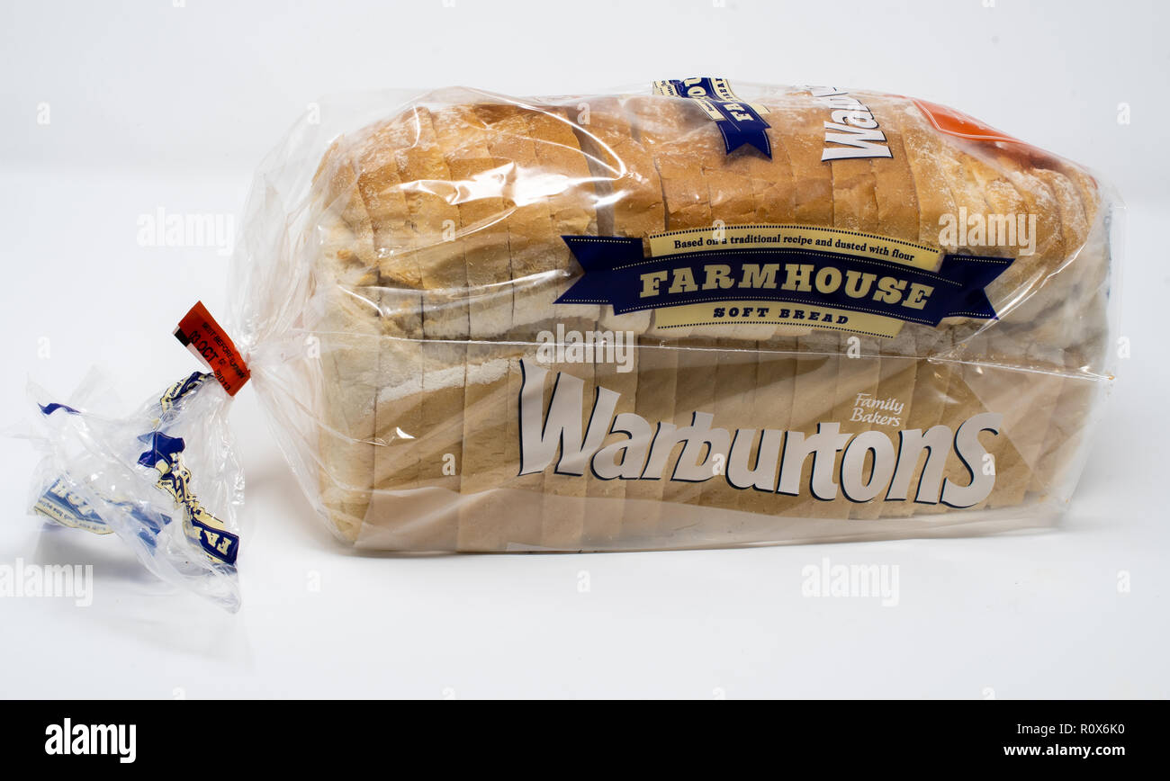 Reading, United Kingdom September 29 2018 A prepackaged loaf of white sliced bread made by