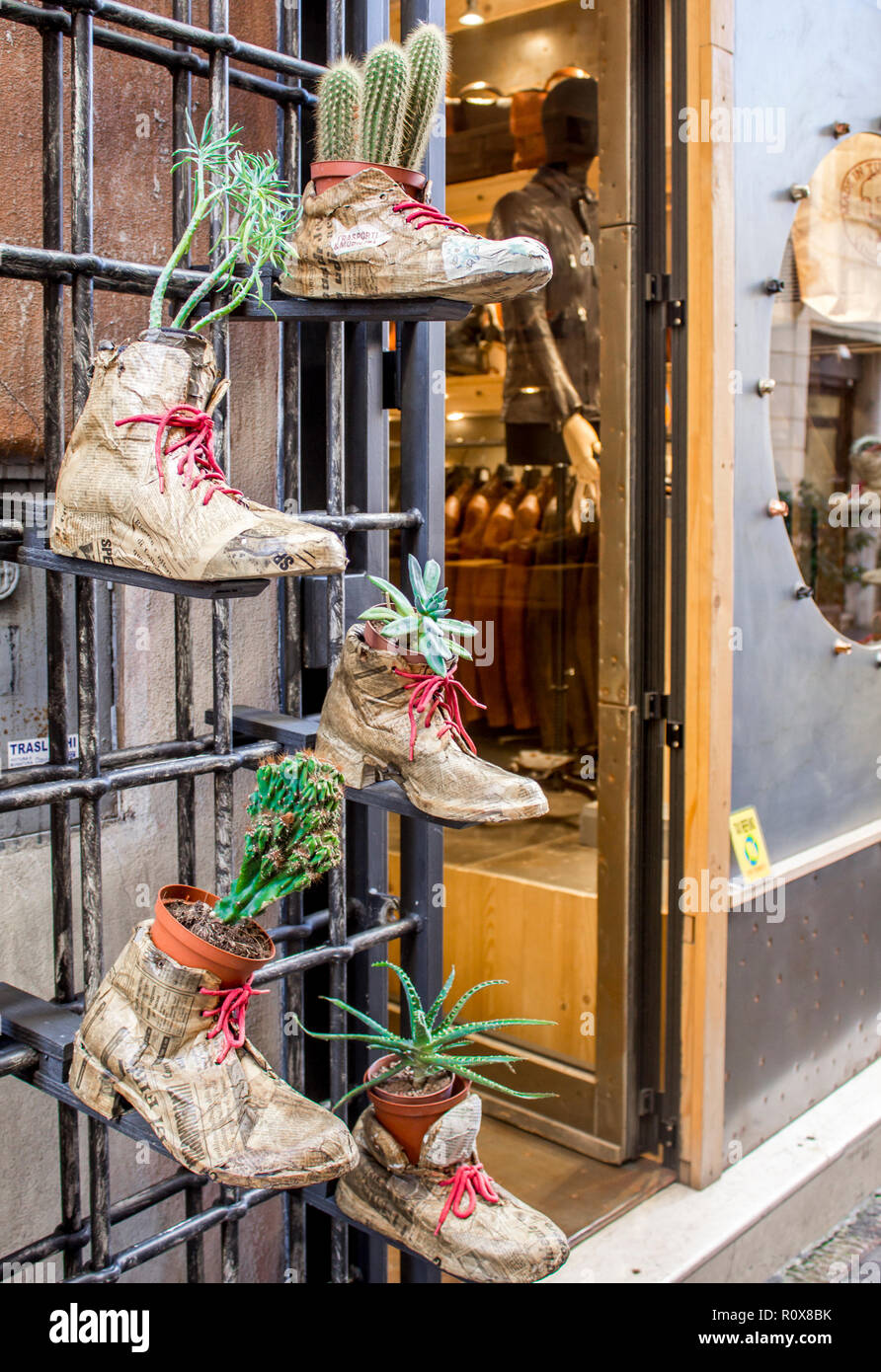 flowers in boots Stock Photo Alamy