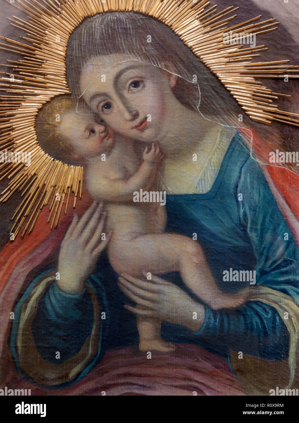 PRAGUE, CZECH REPUBLIC - OCTOBER 12, 2018: The baroque painting of Madonna in church kostel Svatého Tomáše. Stock Photo