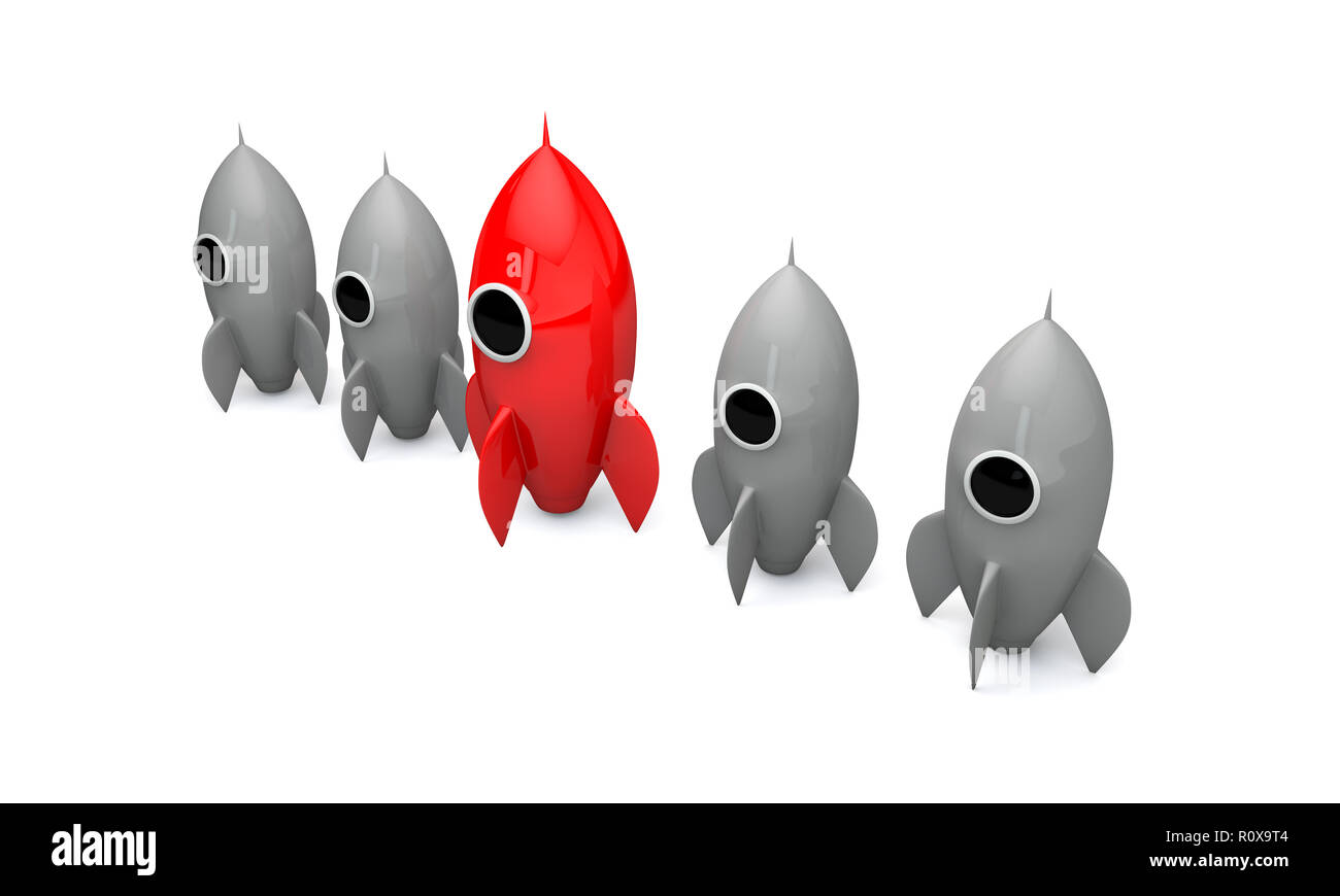 Rocket space ship. Startup business launch concept. 3D Rendering Stock ...