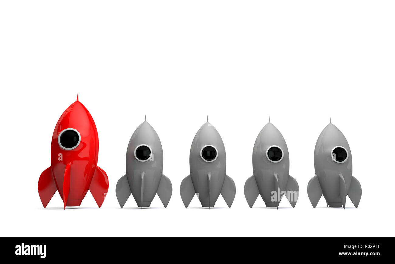 Rocket space ship. Startup business launch concept. 3D Rendering Stock ...