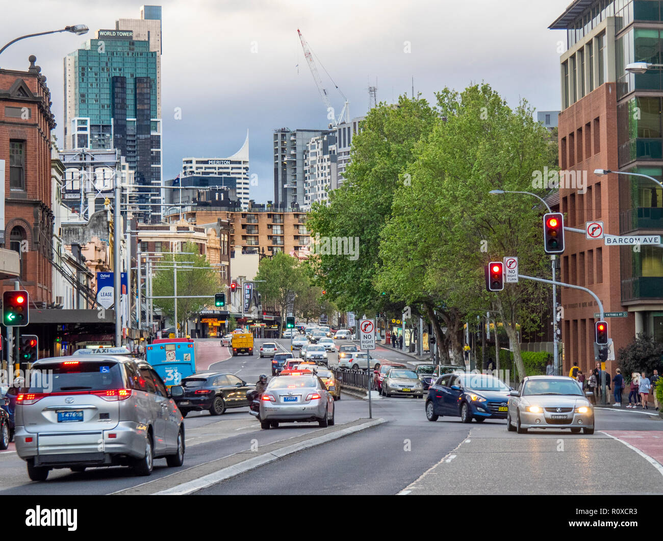 Busy traffic on Oxford Street Sydney, NSW Australia. Stock Photo