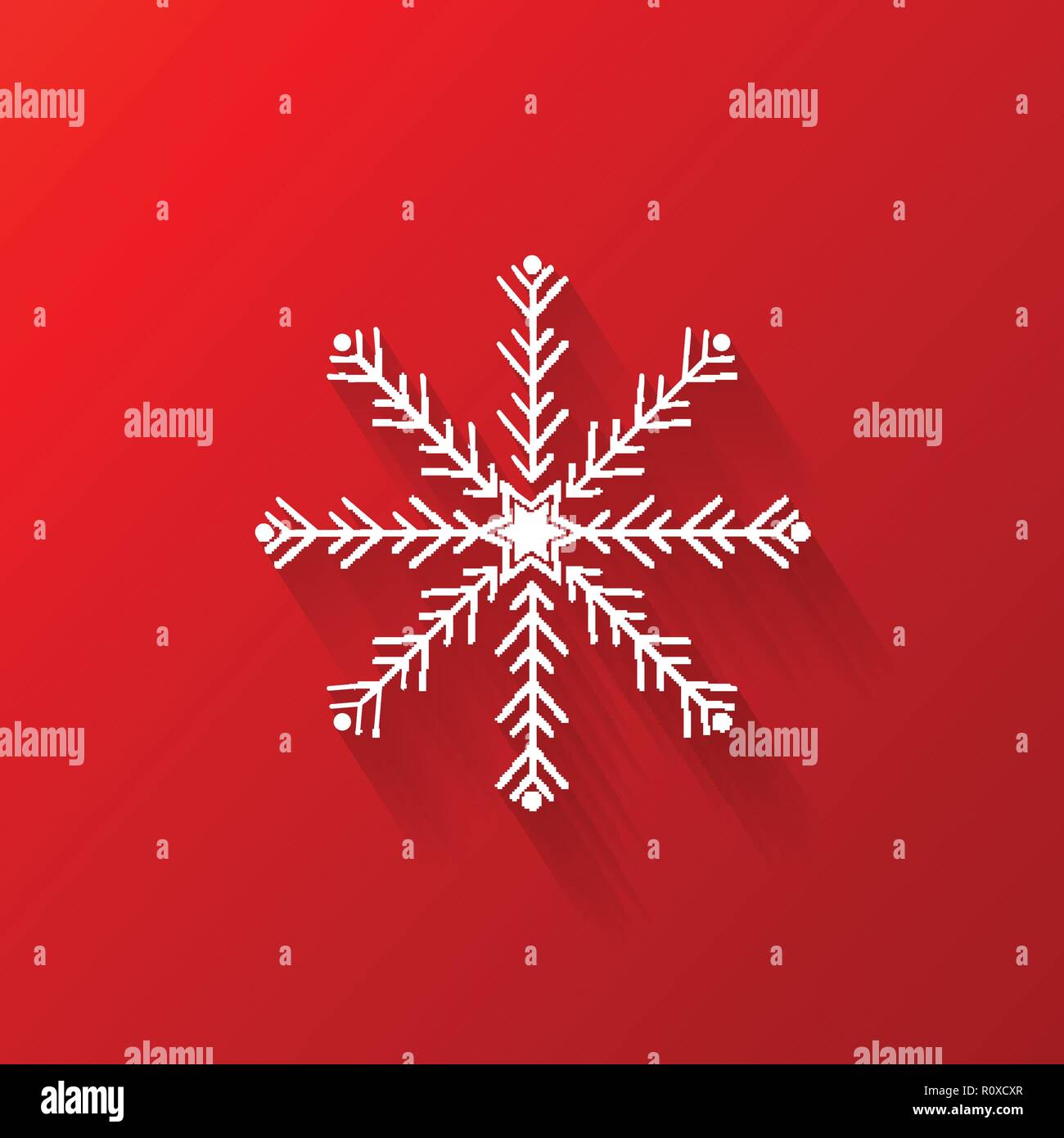 White snowflake flat icon with red background, vector, illustration ...