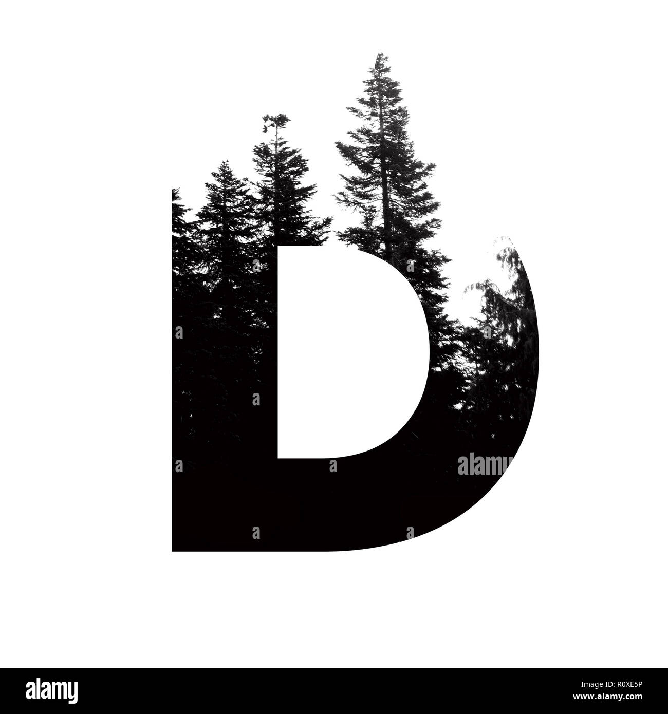 Letter D hipster wilderness font lettering. Outdoor adventure. Stock Photo