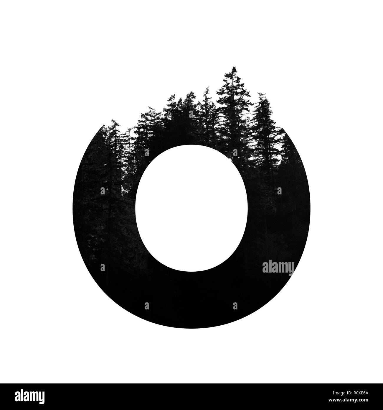 Letter O hipster wilderness font lettering. Outdoor adventure. Stock Photo