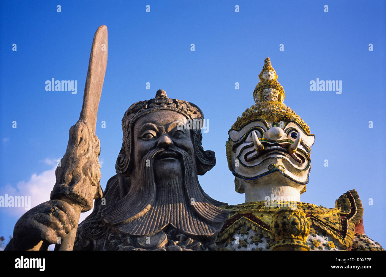 Sculptures at Wat Arun, Bangkok, Thailand. Stock Photo