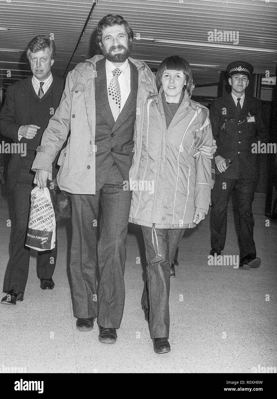 Former Russian Soviet dissident Irina Ratushinskaya arriving at Heathrow Airport in May 1986. Stock Photo