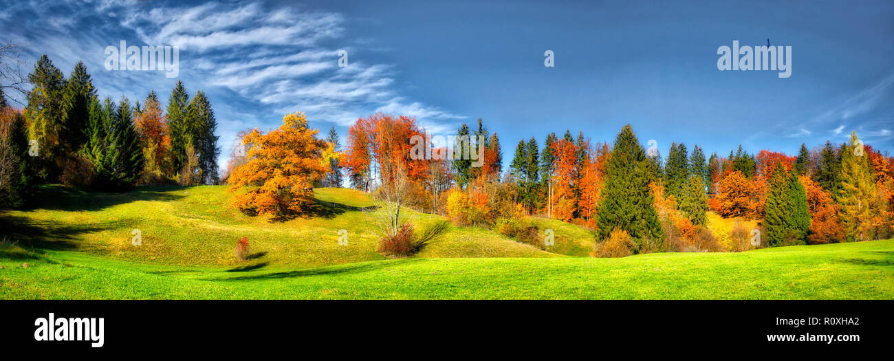 DE - BAVARIA: Autumnal scene at Lauterbacher Muehle near Iffeldorf Stock Photo