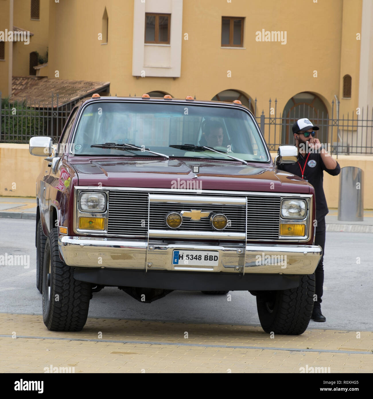 Chevrolet Silverado Pick up. US car meeting in Fuengirola, Málaga, Spain.October, 21th 2018. Stock Photo