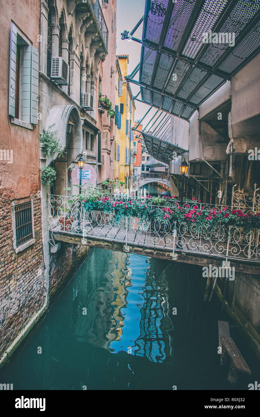 Empty canal in Venice, Italy Stock Photo